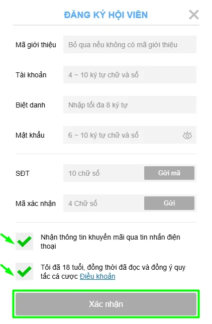 registration form casino